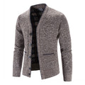 Men's Knitted V-Neck Button Down Cardigan Sweater With Flannel Lining And Pockets