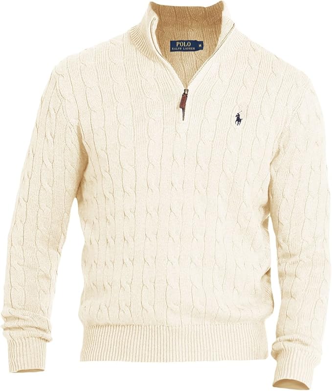 ⏳Time-Limited Special⏰  Polo Ralph Lauren Men's Cable Knit 1/4 Zip Sweater