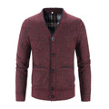 Men's Knitted V-Neck Button Down Cardigan Sweater With Flannel Lining And Pockets