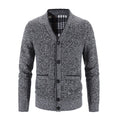 Men's Knitted V-Neck Button Down Cardigan Sweater With Flannel Lining And Pockets