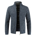 Men's Solid Color Stand Collar Zip Cardigan