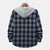 Men's Long Sleeve Flannel Brushed Check Hooded Casual Shirt Red Blue