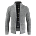 Men's Solid Color Stand Collar Zip Cardigan