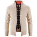 Men's Solid Color Stand Collar Zip Cardigan