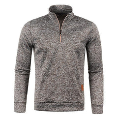 Men's Stand Collar Half Zip Long Sleeve Thin Fleece Sweater